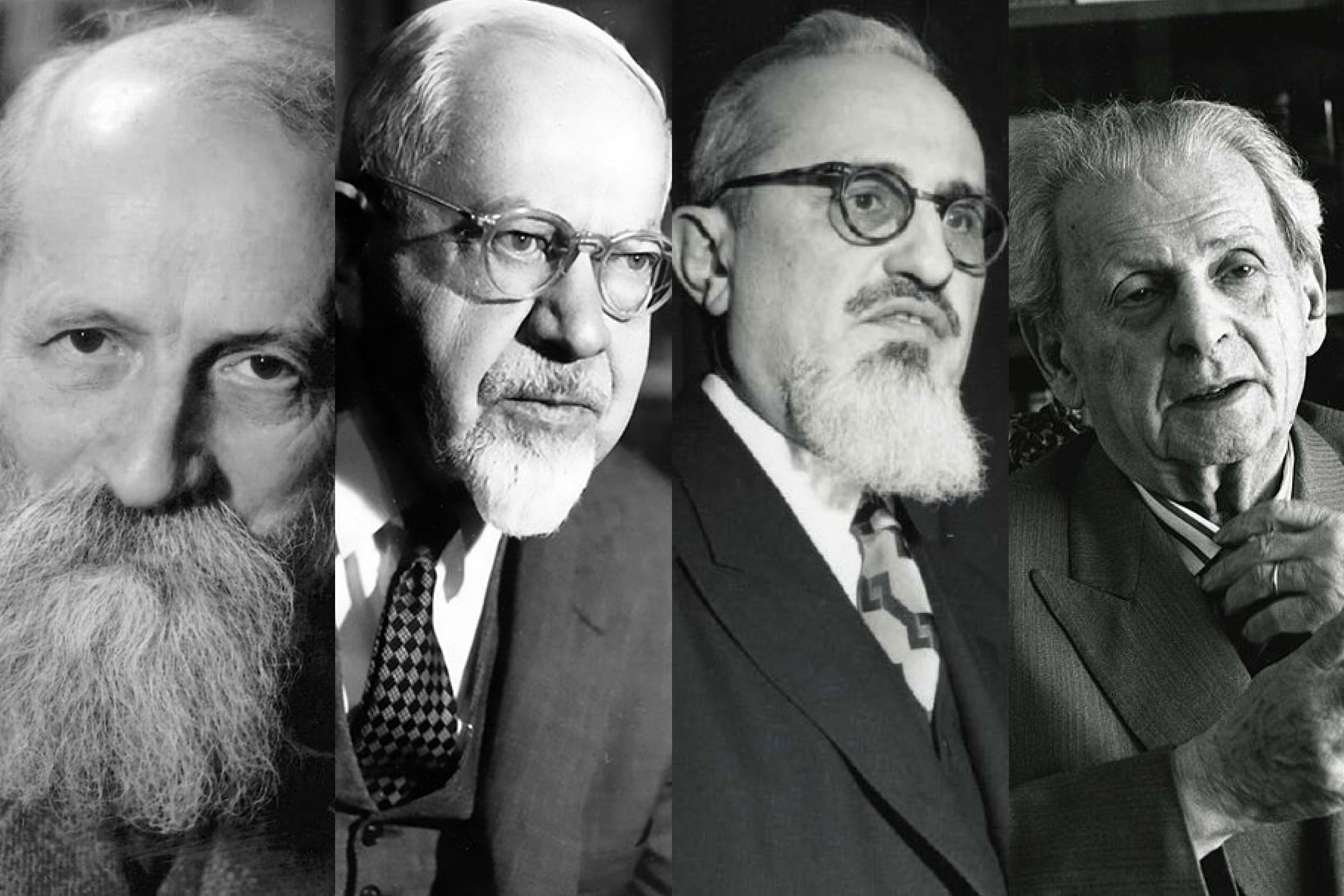 (left to right) Jewish philosophers Martin Buber, Mordecai Kaplan, Joseph Soloveitchik, Emmanuel Levinas
